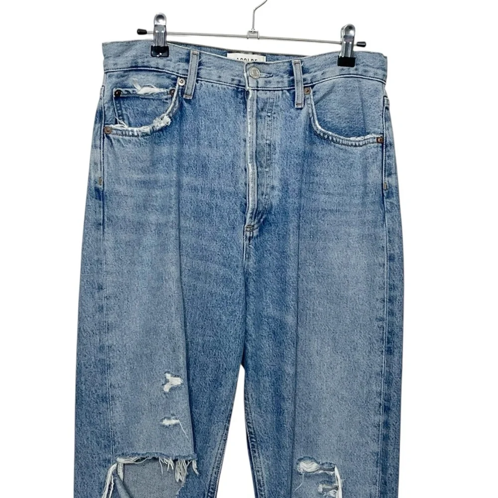 AGOLDE 90s High Rise Straight Jeans Women’s 27 Blue Casual Streetwear Distressed - Picture 3 of 14